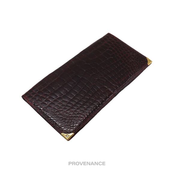 🔴 Givenchy Long Wallet - Burgundy Crocodile Leather - Picture 4 of 8